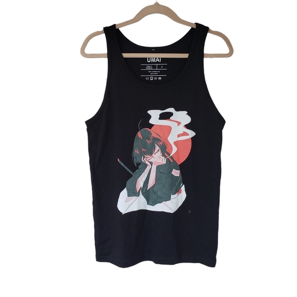 Umai Black Tank Top Anime Girl With A Sword Graphic Design - Picture 2 of 5